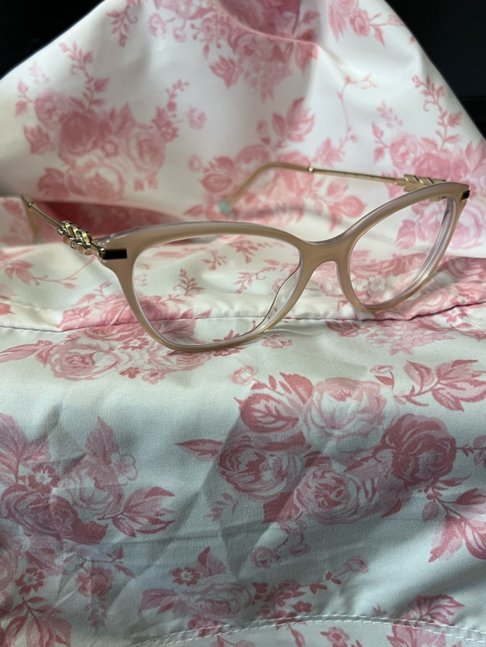 Tiffany & Co. Light Pink Cat-Eye Optical Glasses with Tiffany Blue Case - Picture 4 of 4